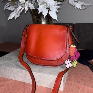 Orange Leather Crossbody Bag COACH
